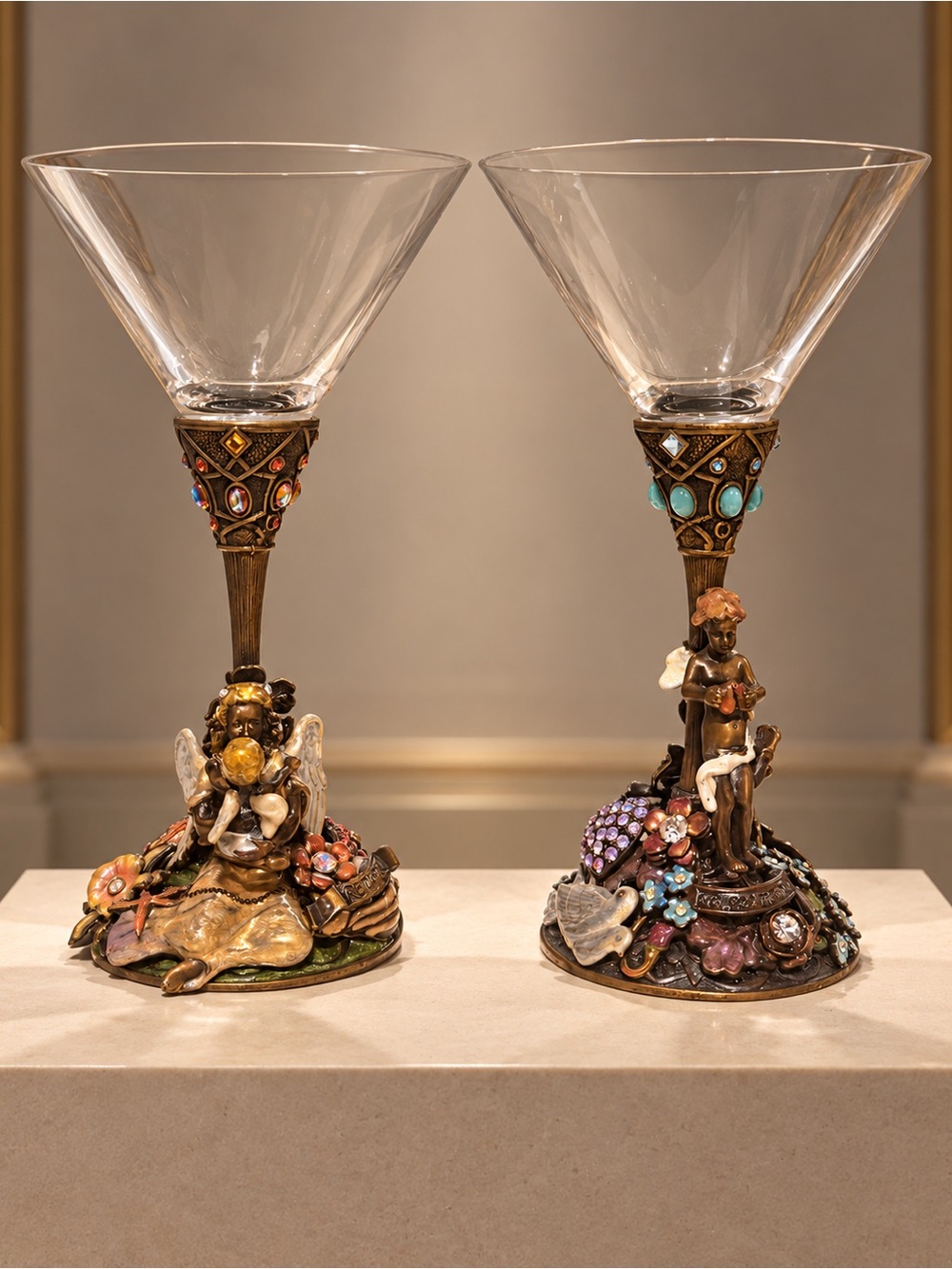 Vintage 1990s Kirks Folly Jeweled Fairy/Angel Martini Goblets – Forget Me Not &